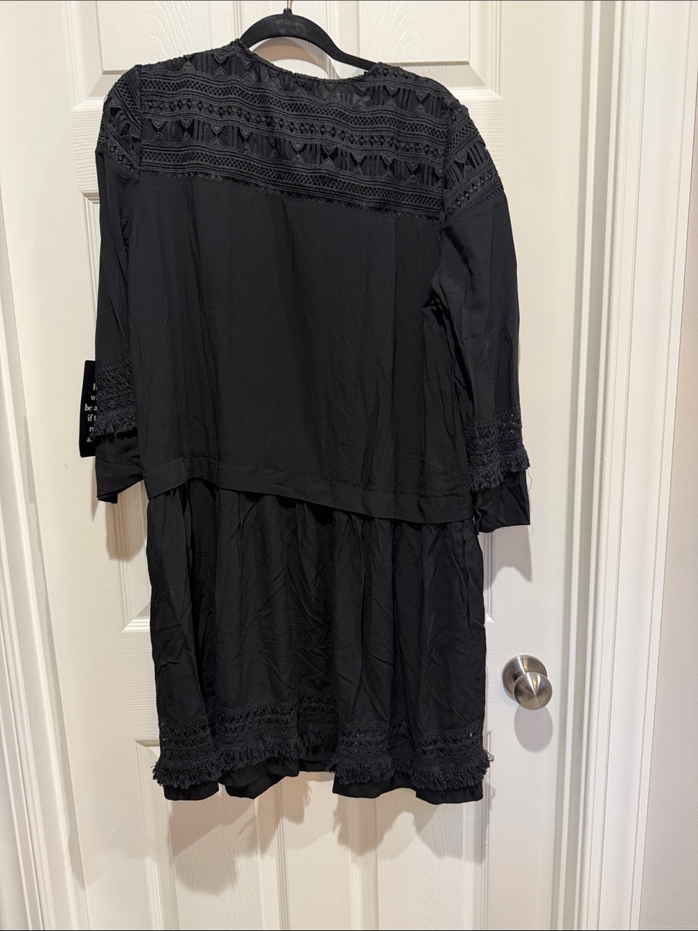 Tuckernuck Black Long-Sleeve Crochet Trim Dress - Picture 2 of 2